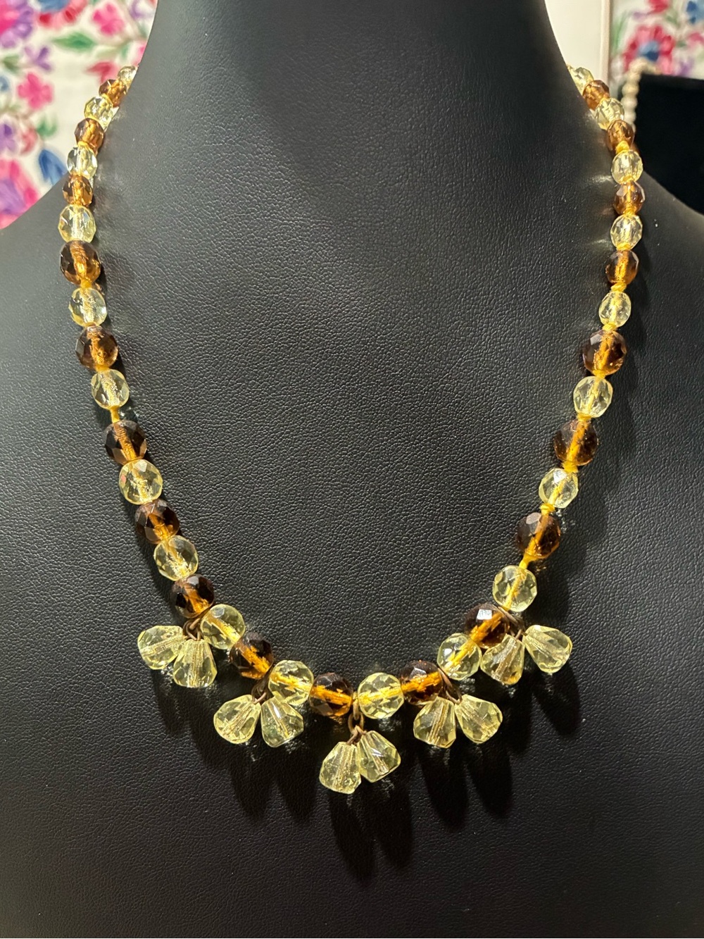 Vintage Western Germany Glass Faceted Crystal Necklace